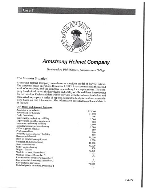 CASE 7 ARMSTRONG HELMET COMPANY SOLUTION Ebook PDF