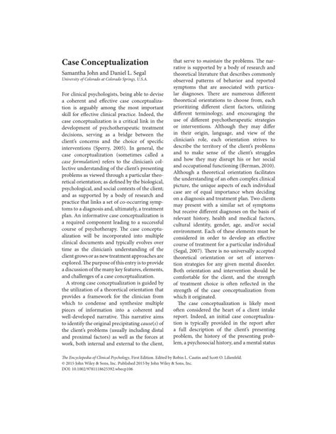 CASE CONCEPTUALIZATION EXAMPLE PAPER Ebook Epub