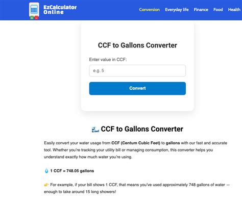 CCF to Gallons Calculator: Convert Large Water Volumes Effortlessly