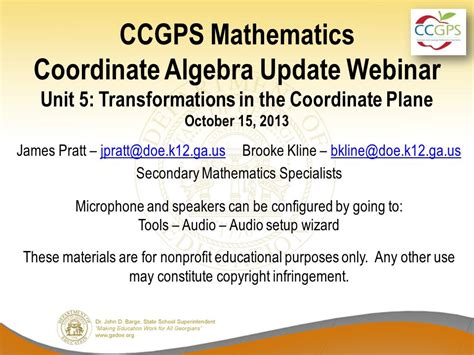 CCGPS Coordinate Algebra Unit 5 Transformations Ebook Kindle Editon
