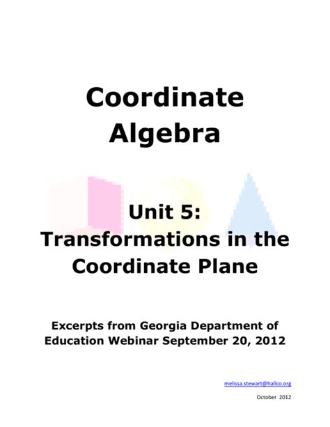 CCGPS Coordinate Algebra Unit 5 Transformations Ebook Kindle Editon