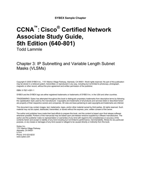 CCNA Cisco Certified Network Associate Study Guide 5th Edition 640-801 Epub