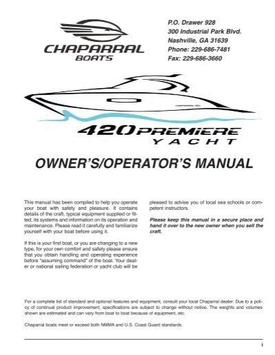 CHAPARRAL BOATS OWNERS MANUAL Ebook PDF