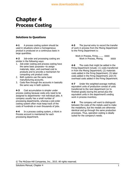 CHAPTER 4 PROCESS COSTING SOLUTIONS Ebook Kindle Editon