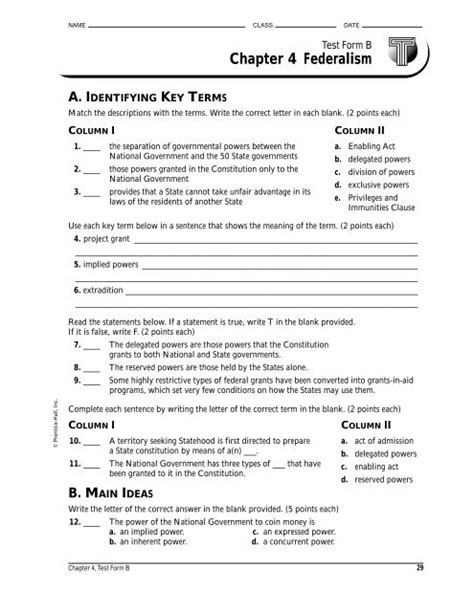 CHAPTER 4 TEST FORM A THE FEDERAL SYSTEM ANSWERS Ebook Doc