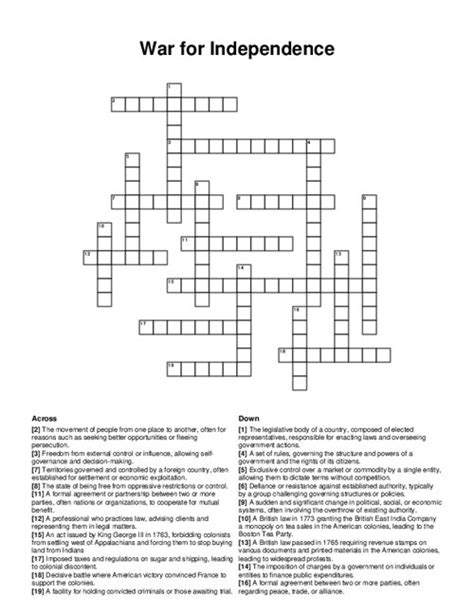 CHAPTER 4 THE WAR FOR INDEPENDENCE CROSSWORD PUZZLE ANSWERS Ebook Epub