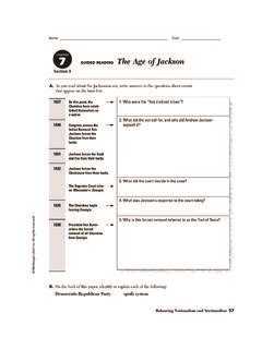 CHAPTER 7 SECTION 3 THE AGE OF JACKSON GUIDED READING ANSWERS Ebook PDF