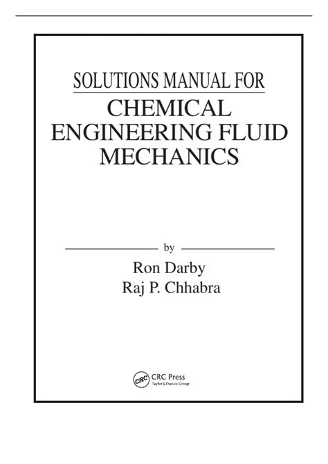 CHEMICAL ENGINEERING FLUID MECHANICS DARBY SOLUTION MANUAL Ebook PDF