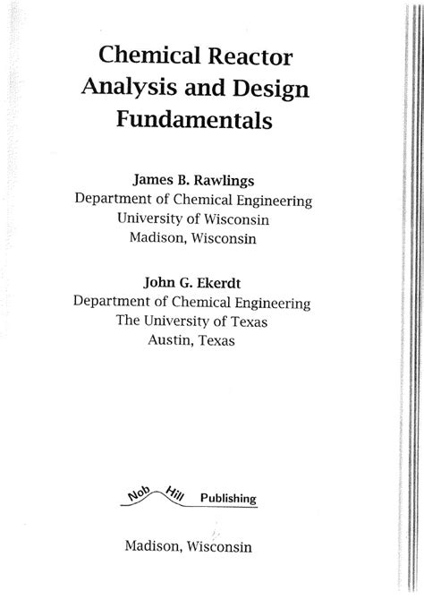 CHEMICAL REACTOR ANALYSIS DESIGN FUNDAMENTALS SOLUTION MANUAL Ebook PDF