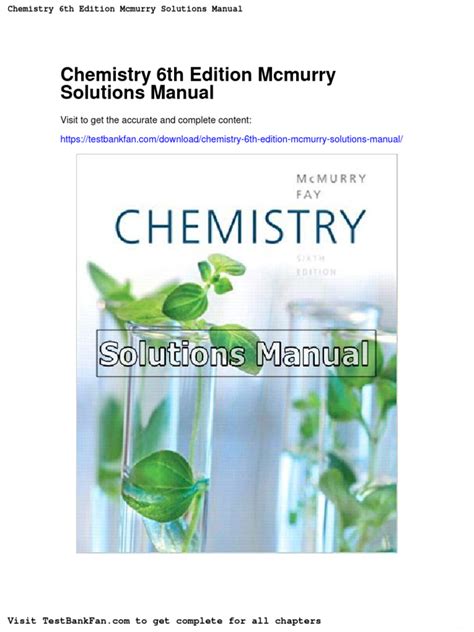 CHEMISTRY MCMURRY 6TH EDITION SOLUTION MANUAL Ebook PDF