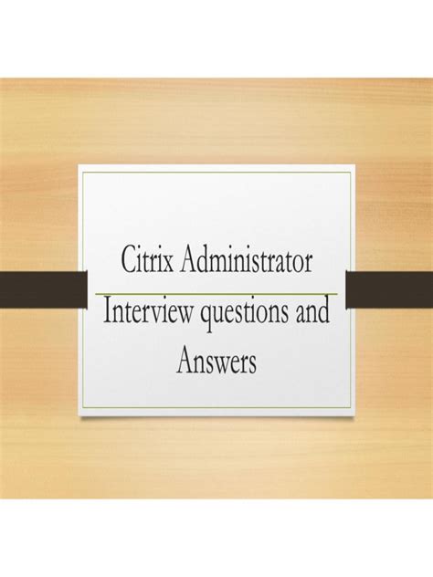 CITRIX ENGINEER INTERVIEW QUESTIONS ANSWERS Ebook PDF