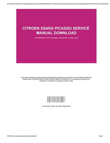 CITROEN XSARA PICASSO SERVICE MANUAL FREE DOWNLOAD Ebook Epub