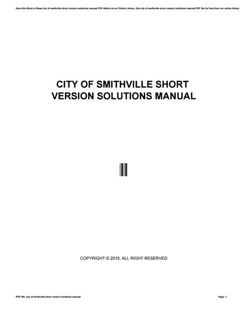 CITY OF SMITHVILLE SHORT VERSION SOLUTIONS MANUAL Ebook Kindle Editon