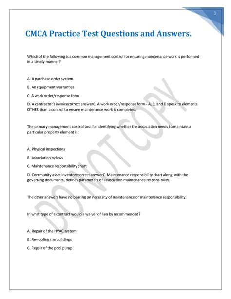 CMCA TEST AND ANSWERS Ebook Epub