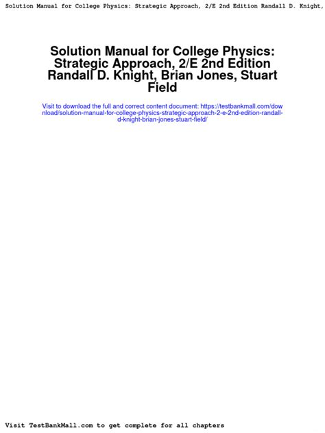 COLLEGE PHYSICS A STRATEGIC APPROACH SOLUTIONS MANUAL Ebook Doc