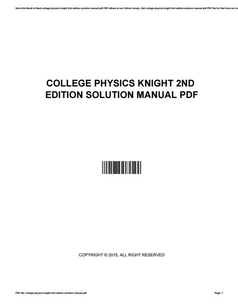 COLLEGE PHYSICS KNIGHT 2ND EDITION SOLUTIONS MANUAL Ebook PDF