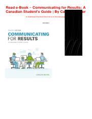 COMMUNICATING FOR RESULTS A CANADIAN STUDENT GUIDE CAROLYN MEYER PDF Doc