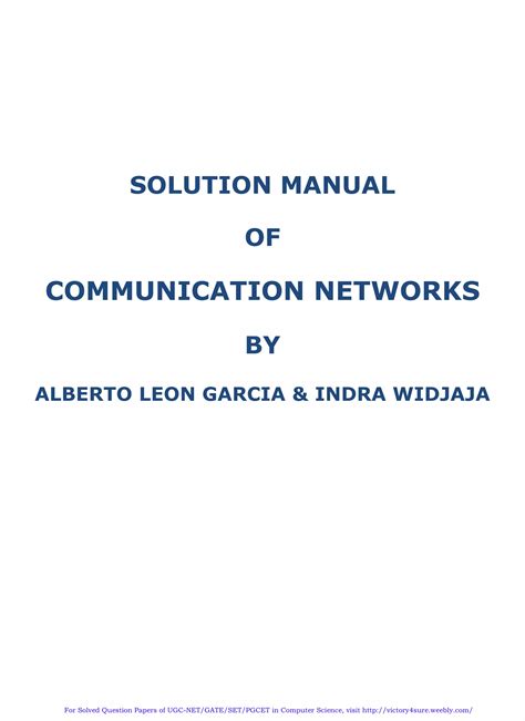 COMMUNICATION NETWORKS LEON GARCIA SOLUTIONS Ebook Kindle Editon