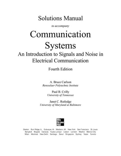 COMMUNICATION SYSTEMS CARLSON 5TH EDITION SOLUTION MANUAL Ebook PDF