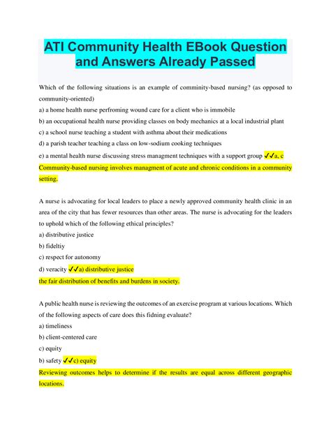 COMMUNITY HEALTH TEST BANK QUESTIONS Ebook Doc