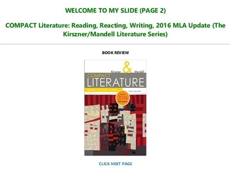 COMPACT Literature Reading Reacting Writing 2016 MLA Update The Kirszner Mandell Literature Series Epub