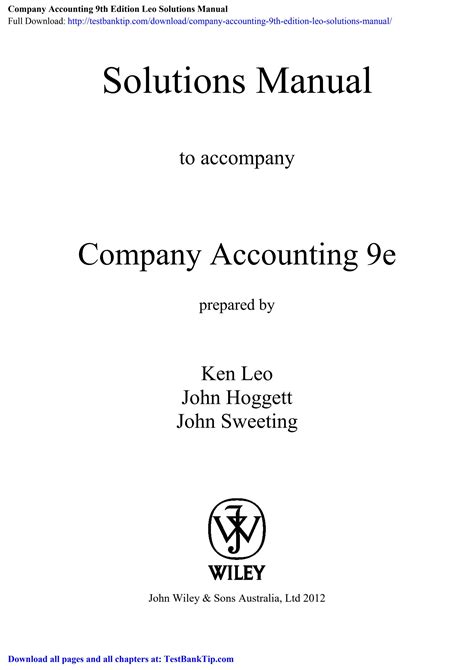 COMPANY ACCOUNTING 9TH EDITION SOLUTIONS MANUAL FREE Ebook Reader
