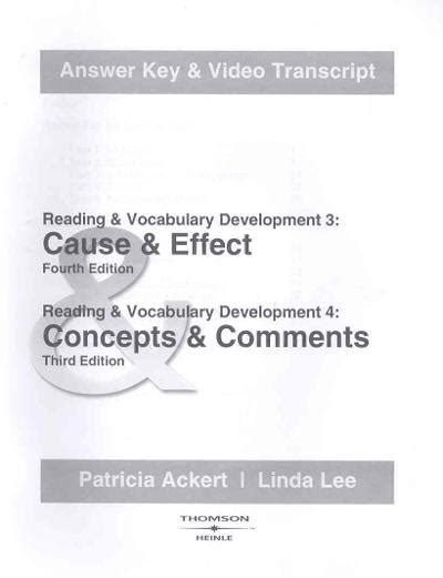 CONCEPTS AND COMMENTS ANSWER KEY Ebook PDF