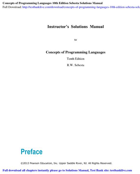 CONCEPTS OF PROGRAMMING LANGUAGES 10TH EDITION SOLUTION MANUAL Ebook PDF