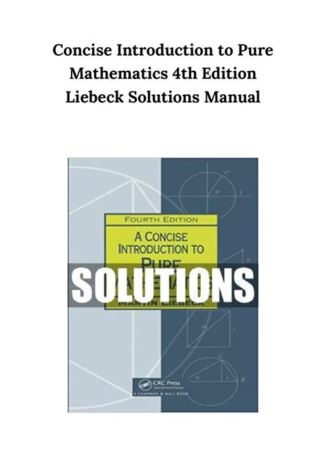 CONCISE INTRODUCTION TO PURE MATHEMATICS SOLUTIONS MANUAL Ebook Doc