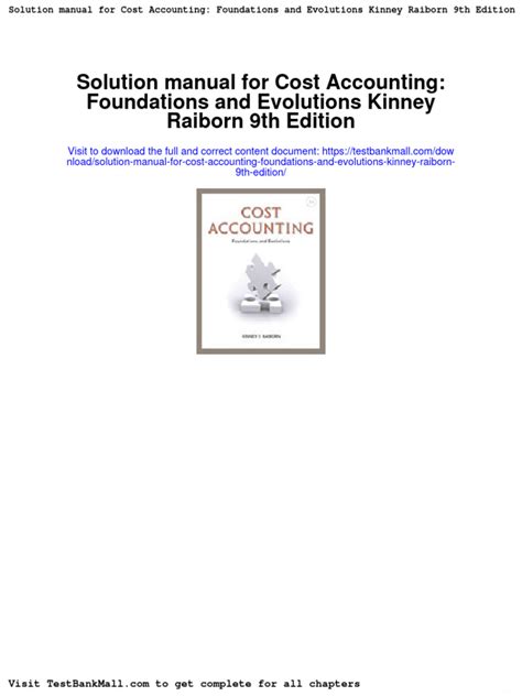 COST ACCOUNTING RAIBORN KINNEY SOLUTION MANUAL Ebook PDF