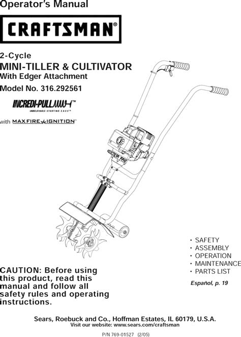 CRAFTSMAN CULTIVATOR OWNERS MANUAL Ebook Reader