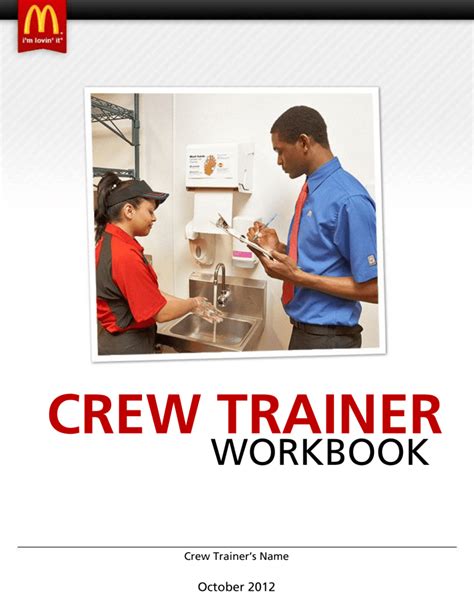 CREW TRAINING WORKBOOK MCDONALDS Ebook Epub