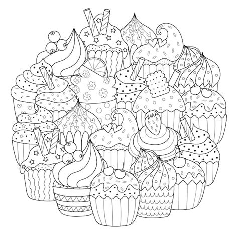 CUPCAKES Coloring Book for Adults Mandala and Flower design with Cup Cake PDF