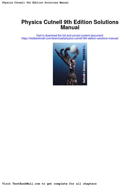 CUTNELL PHYSICS 9TH EDITION SOLUTIONS MANUAL Ebook Epub