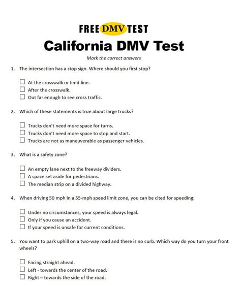 Ca Dmv Test Answers Free Reader