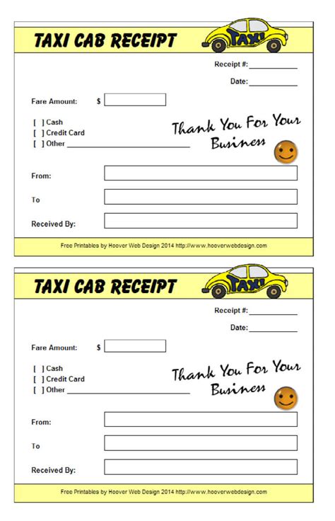 Cab Receipt Template