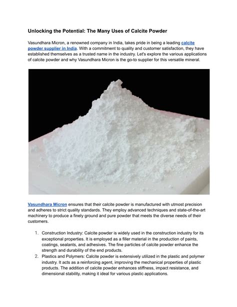 Calcite Cole Up: Unlocking the Potential of a Versatile Material