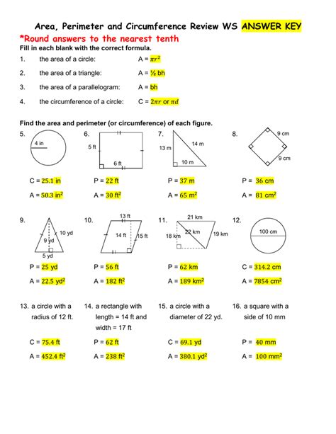 Calculating Area And Perimeter Answer Key Epub