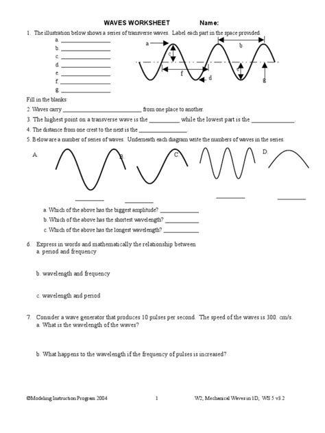 Calculating Wave Properties Answers Doc