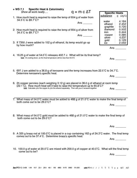 Calculation Heat Answer Sheet Reader