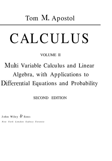 Calculus, Vol. 2 2nd Edition Reader