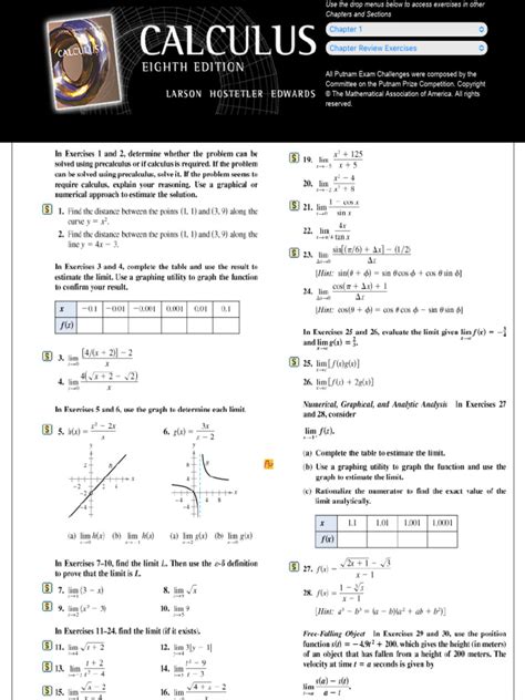 Calculus 8th Edition Answers Reader