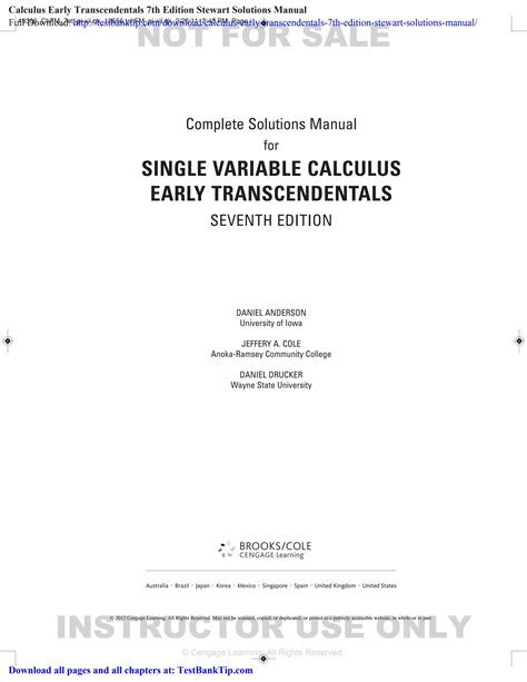 Calculus Early Transcendentals 7th Edition Solutions Manual Stewart Reader