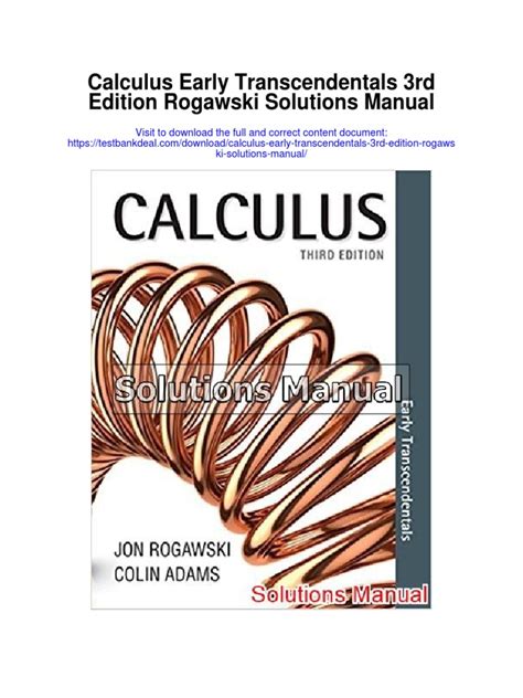 Calculus Early Transcendentals Rogawski Solutions Manual Pdf Doc