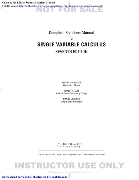 Calculus Stewart 7th Edition Instructor Solution Manual PDF