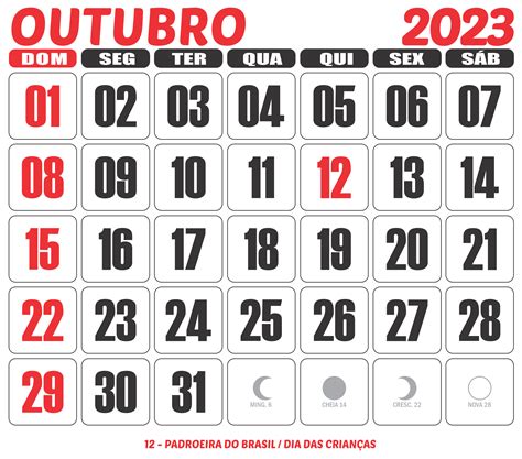 Calendário Outubro 2023: Planeje seu mês com eficiência