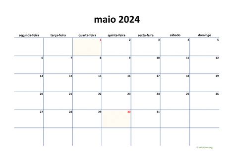 Calendário de Maio de 2024: Organize-se com Eficiência