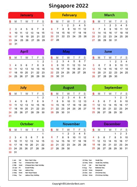 Calendar 2022 Singapore: A Comprehensive Guide to Important Dates and Events