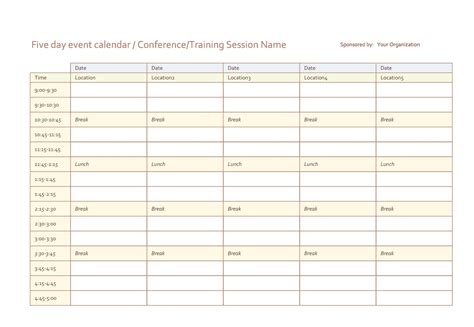 Calendar Event Template