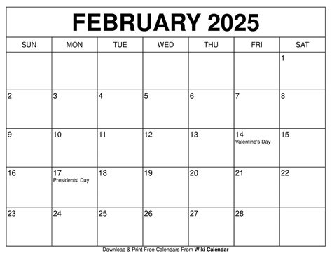 Calendar February Printable